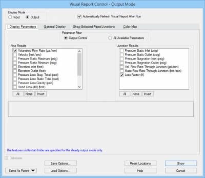 Figure 2 - The Visual Report Control window allows you to configure which input or output results that are displayed in the Visual Report.