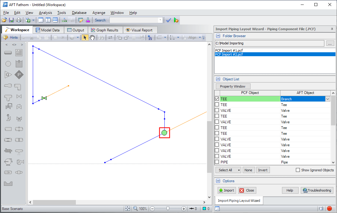 Changing a PCF TEE Object which originally imported as a Tee junction into a branch junction.