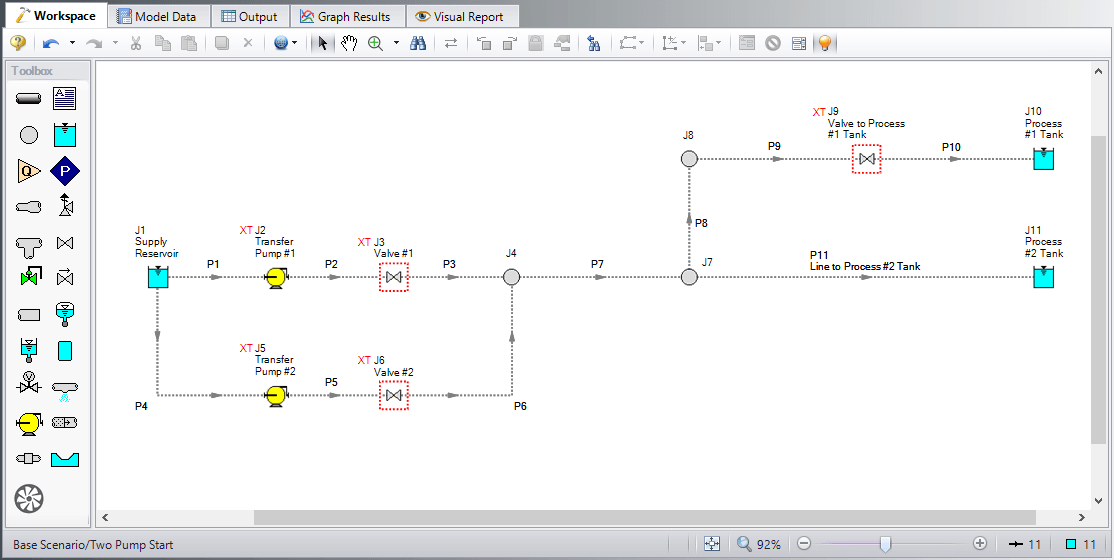 View of the workspace for the starting point of this example.